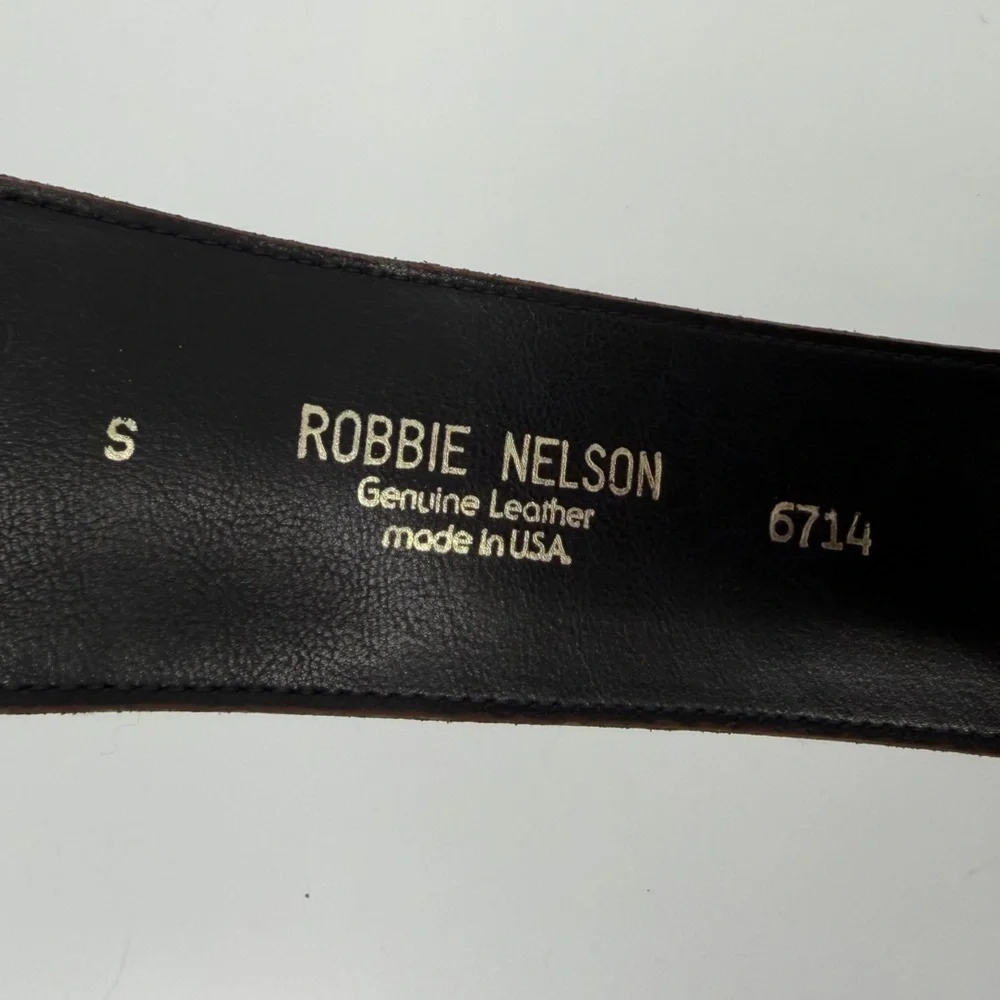 Vintage Robbie Nelson Brown Leather Belt, Made in USA, Women's Small
